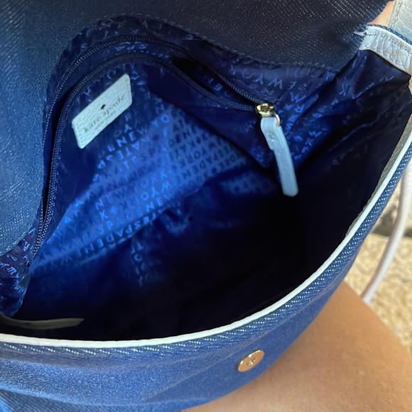 NWOT Kate Spade Denim and white bag 12” x 9” - Picture 7 of 9